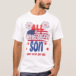 T-shirt Tous les Fils américains Rouge Blanc et Bleu 4 jui