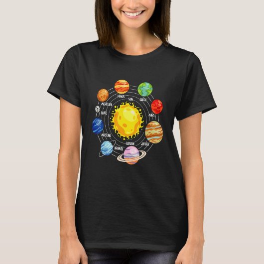 T-shirt Tous les systèmes solaires Planètes Astronaut Scie (Devant)
