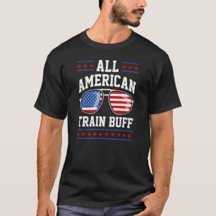 T-shirt Tous les trains américains Buff Patriotic 4 juille