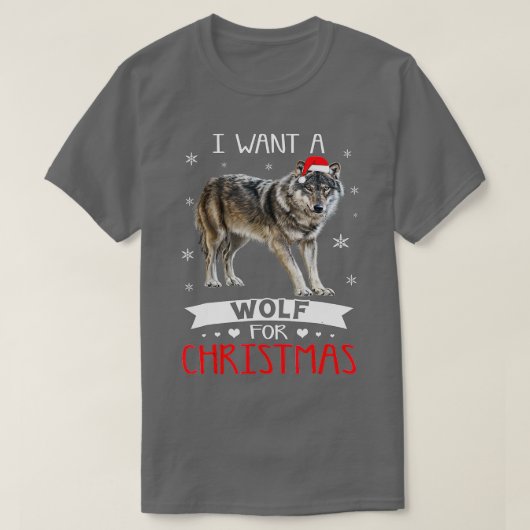 T-shirt Tout ce que je veux pour Noël est un Loup Noël Pyj (Design devant)