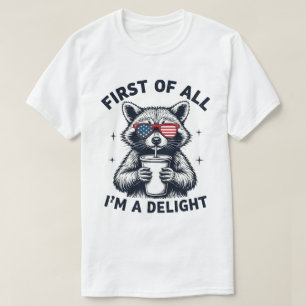 T-shirt Tout D'abord Je Suis Un Raton Laveur Usa 4 Juillet