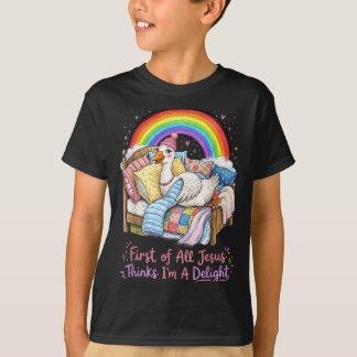 T-shirt Tout d'abord Jésus pense que je suis une oie drôle