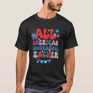 T-shirt Tout enseignant Montessori Américain Drapeau Améri