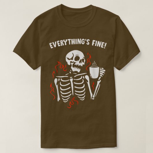 T-shirt Tout est fin drôle Skeleton Café Retro Love (Design devant)
