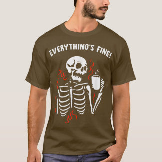 T-shirt Tout est fin drôle Skeleton Café Retro Love