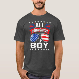 T-shirt Tout garçon américain Lunettes de soleil drapeau a