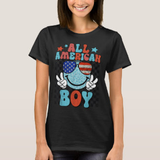 T-shirt Tout Garçon Américain Sourire Visage Patriotique A