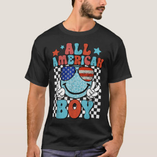 T-shirt Tout Garçon Américain Sourire Visage Patriotique A