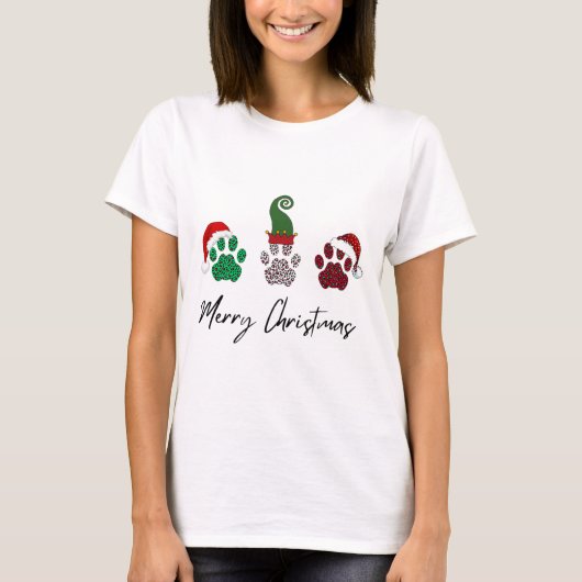 T-shirt Tout italien Greyhound Joyeux Noël Paw P (Devant)