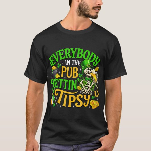T-shirt Tout le monde au pub devient pompette St Patricks (Devant)
