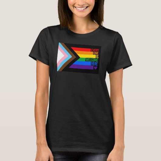 T-shirt Tout le monde est bienvenu ici (Progress Pride) (Devant)