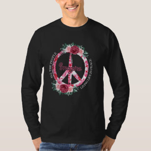 T-shirt Tout Le Monde Imagine Vivre En Paix Floral Dai