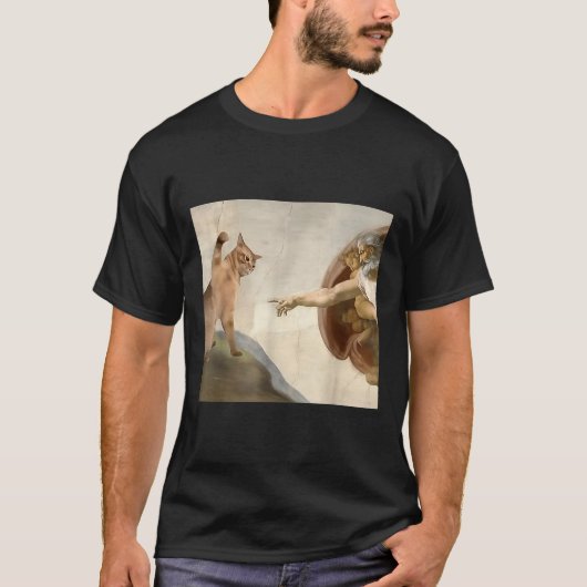 T-shirt Tout puissant Slap Drôle Chat Dieu Création De Mèm (Devant)