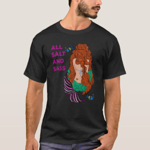 T-shirt Tout Sel Et Sass Mermaid Coloré Poisson Humour