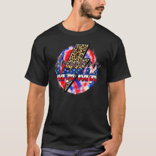 T-shirt Toute La Mama Américaine 4 juillet Leopard Quart D