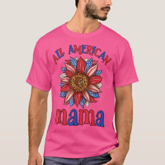 T-shirt Toute la maman américaine 4 juillet tournesol 