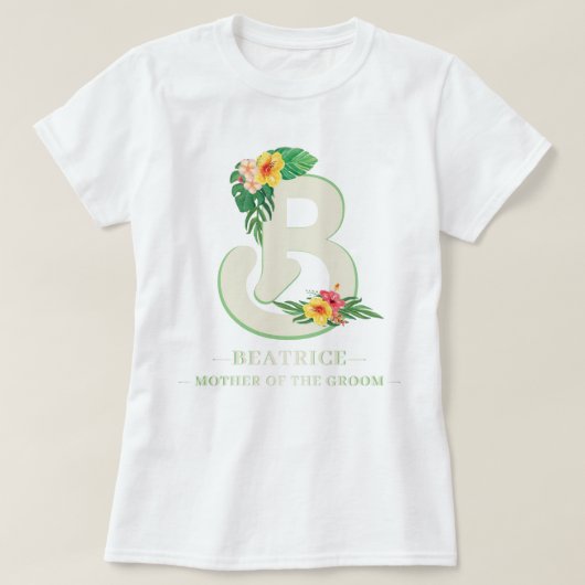 T-shirt Toute Lettre Monogramme Fleurs tropicales Feuilles (Design devant)