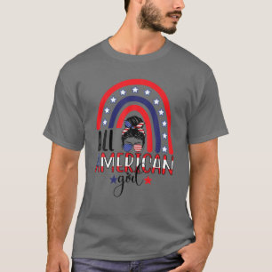 T-shirt Toutes les filles américaines, Messy Bun Patriotiq