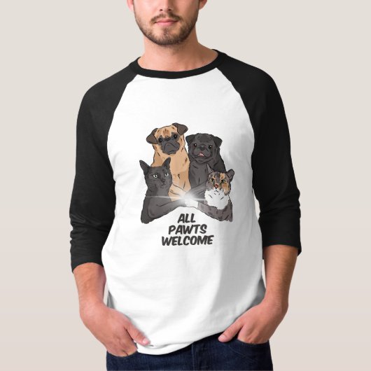 T-shirt Toutes les Pawts Bienvenue Raglan Chemt (Devant)