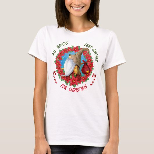 T-shirt Toutes les routes dirigent Gnome pour Noël (Devant)