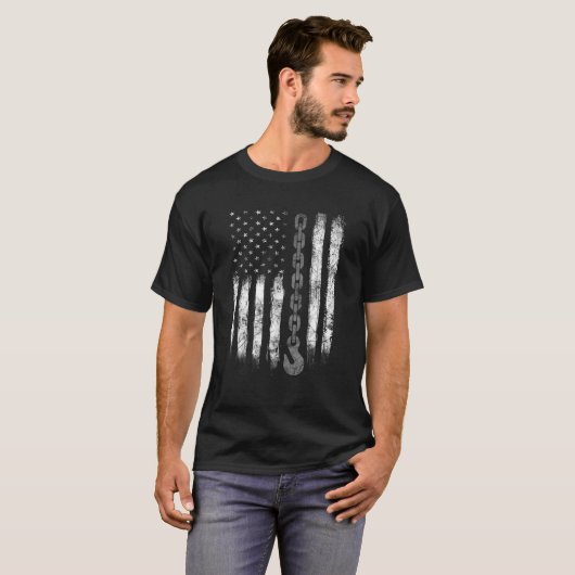 T-shirt Tow Truck Driver Cadeau Hommes USA Drapeau Towing  (Devant entier)