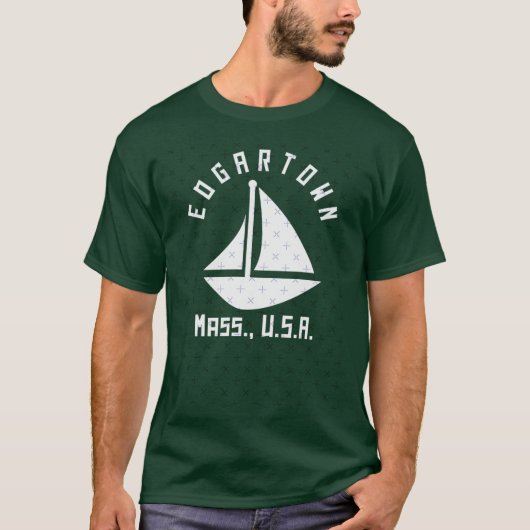 T-shirt town Massachusetts Sailing Boating White Text Abst (Devant)