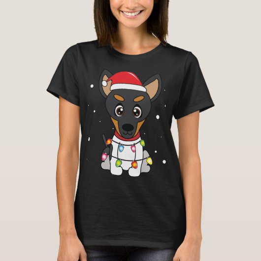 T-shirt Toy Fox Terrier illuminations de Noël Maman Papa C (Devant)