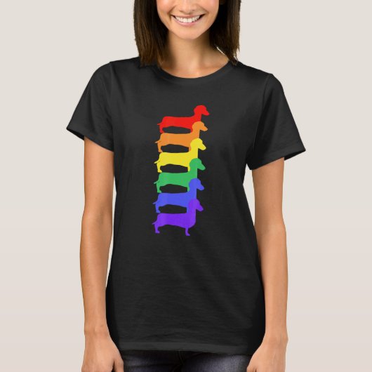 T-shirt Tracé moderne de silhouette de teckel Tolérance Pl (Devant)