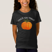 T-Shirt Trace ou traitement Halloween Citrouille Aquarelle (Devant)