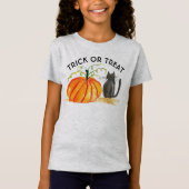 T-Shirt Trace ou traitement Halloween Citrouille Aquarelle (Devant)