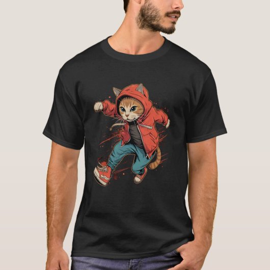 T-shirt Traceur Chat sur Parkour (Devant)