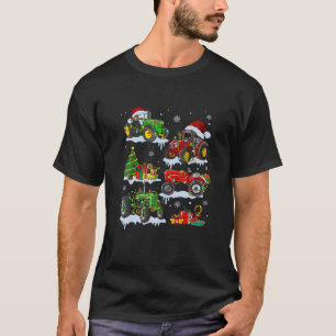 T-shirt Tracteur agricole de Noël Lumières des arbres Sant