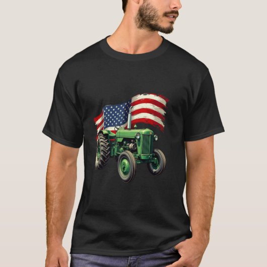 T-shirt tracteur agricole ferme drapeau usa tracteur améri (Devant)