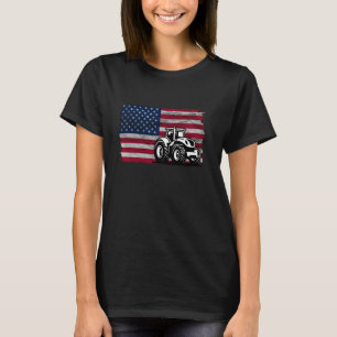 T-shirt Tracteur agricole Fier paysan Patriotique américai