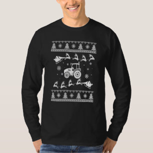 T-shirt Tracteur agricole Reindeer s'amuse laide de Noël a