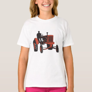 T-shirt Tracteur agricole rouge vintage rétro agriculteur