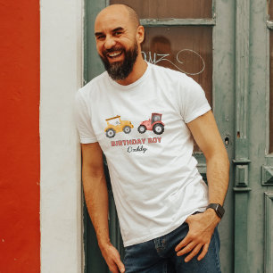T-shirt Tracteur aquarelle d'anniversaire papa de tout âge