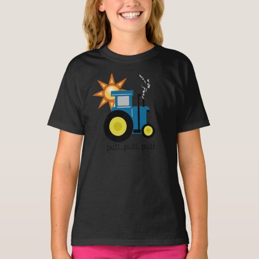 T-shirt Tracteur bleu de putt de putt (Devant)