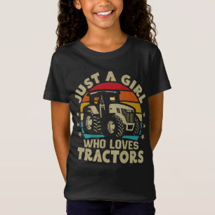 T-Shirt Tracteur cool Aime Juste Une Fille Qui Aime Les Tr