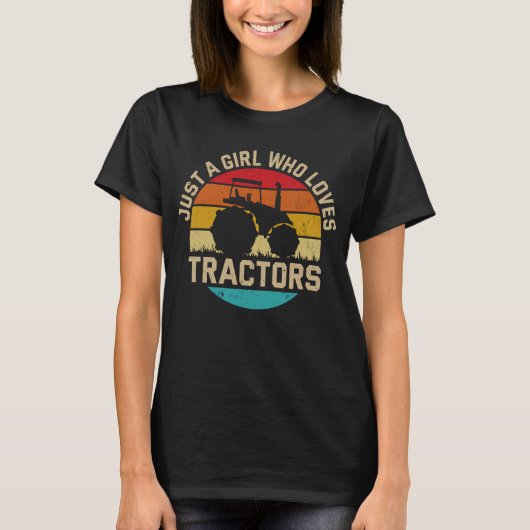 T-shirt Tracteur cool Aime Juste Une Fille Qui Aime Les Tr (Devant)