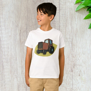 T-shirt Tracteur de dessin animé marron rustique véhicule 