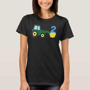 T-shirt Tracteur de ferme verte de 2 ans Fête Anniversaire