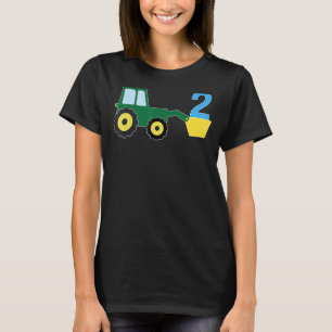 T-shirt Tracteur de ferme verte de 2 ans Fête Anniversaire