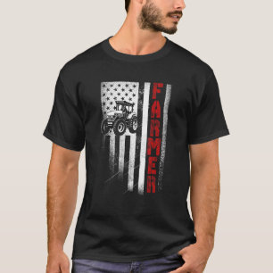 T-shirt Tracteur Drapeau Américain Agriculture Vintage Pat
