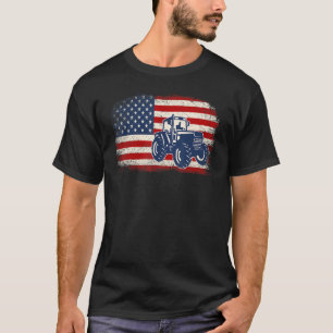 T-shirt Tracteur Drapeau Américain vintage en détresse Pat