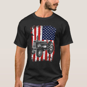 T-shirt Tracteur Drapeau États-Unis Basse-cour Récolte Agr