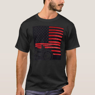 T-shirt tracteur patriotique vintage sur une ferme drapeau