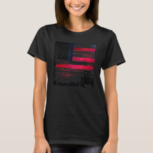 T-shirt tracteur patriotique vintage sur une ferme drapeau