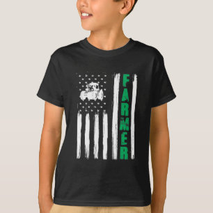 T-shirt Tracteur paysan du drapeau américain Patriotique 