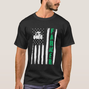 T-shirt Tracteur paysan du drapeau américain Patriotique É